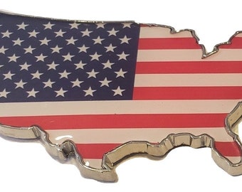 AMERICAN FLAG in Shape of United States Badge Stick On Fits Silverado Tahoe Sierra F150 Ram Fender Door Tailgate Truck USA