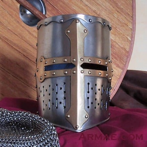 Medieval Italian Crusader Helmet LARP Armor Warrior Costume 18g Steel Helmet