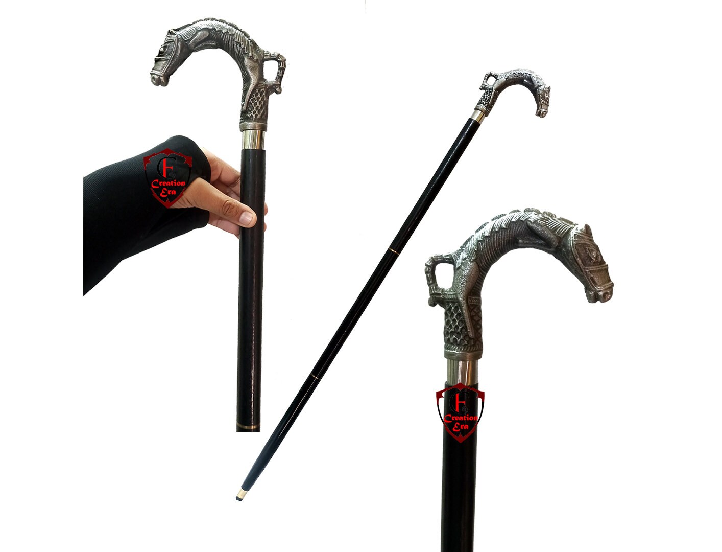 ROYAL Victorian Horse Head Handle Brass Wandswalking Cane Etsy