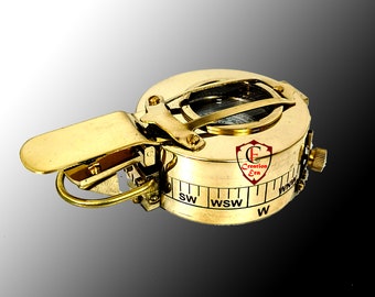 Massief messing Britse prismatische ingenieur WW2 kompas replica, antieke nautische Britse prismatische militaire vintage zakkompas, beste cadeau
