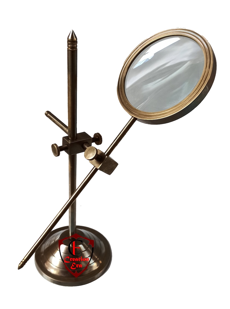 Brass Magnifier, Maritime Stand Magnifying Glass, Desk Top/ Table Top