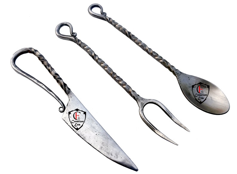 Set of 3 Pc Twisted Cutlery Set Viking Cutlery Knife Etsy
