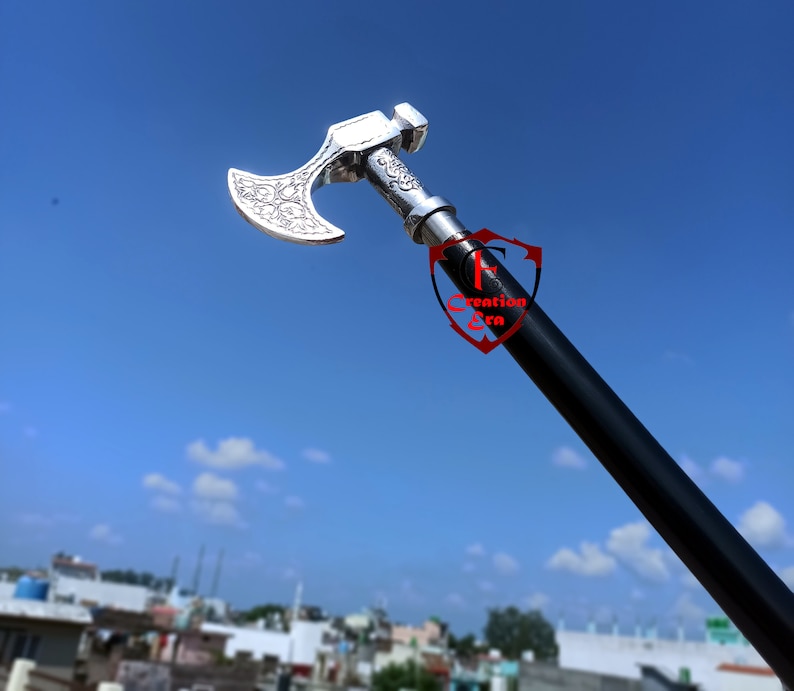 Axe Walking Stick Solid Pewter Bavarian Axe Handle Polished Etsy