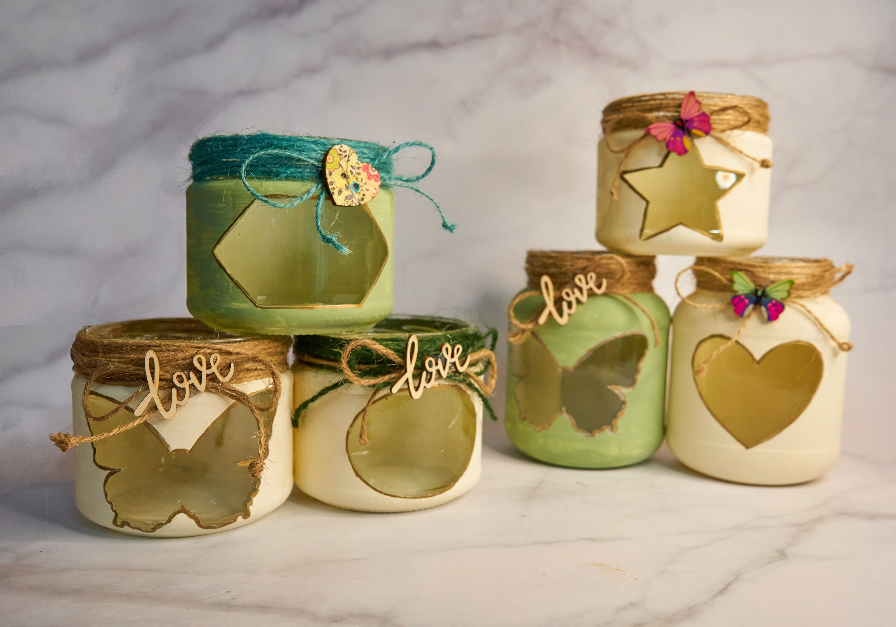 Recycled Glass Candle Jar Candle Holder Hand Painted Jars Etsy UK