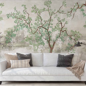Trees Floral Wallpaper, Bedroom Nursery Peel and Stick Wallpaper Removable wallpaper nursery wallpaper