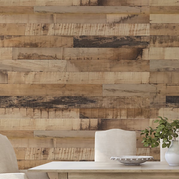 Wooden  Wallpaper,Wood Wall Mural, Peel and Stick Wallpaper, Self Adhesive, Wall Decor