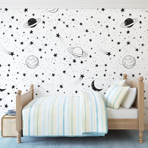 Space, Planets Wallpaper Comet Constellations and Stars Peel and Stick. Night Sky Wallpaper