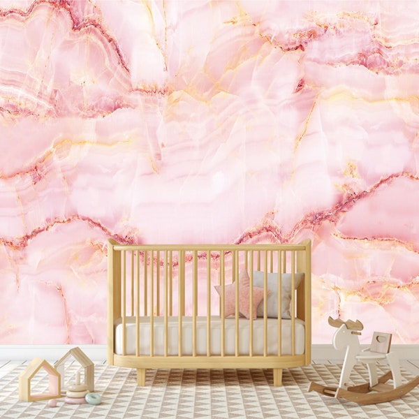 Pink Marble Pattern Wallpaper, Self Adhesive Peel and Stick Wall Sticker Wall Decoration