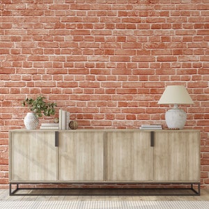 Red Brick Wallpaper  Removable  Peel and Stick  Self Adhesive- Textile Wallpaper-  Wall Mural- Wall Decor