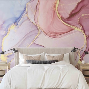 Pink Abstract Marble Painting Wallpaper Self Adhesive Peel and Stick Wall Sticker Wall Decoration Removable