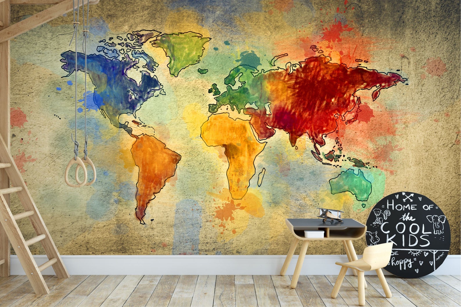 Map Wallpaper World Map Peel and Stick Self Adhesive Wall Mural Etsy