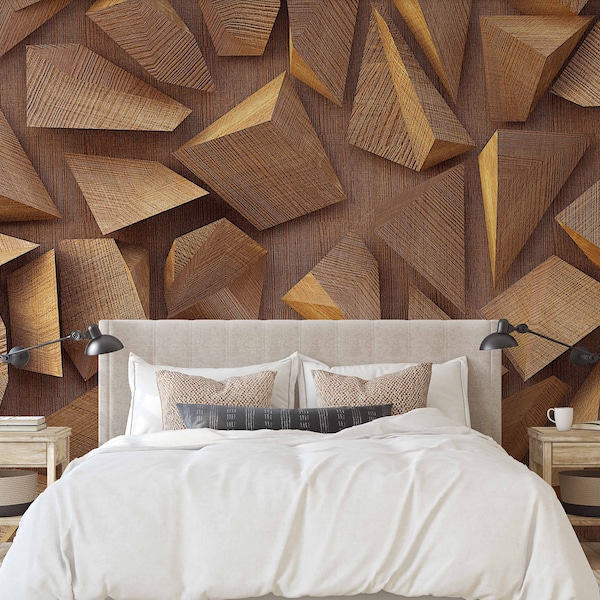 3D Wallpaper Removable Peel and Stick Wood Look Mural