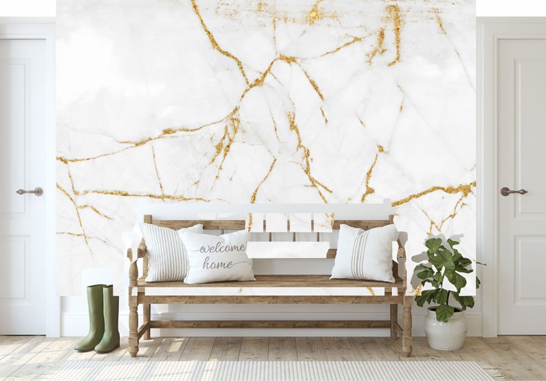 Gold Marble Peel and Stick Self Adhesive Wallpaper Abstract Etsy