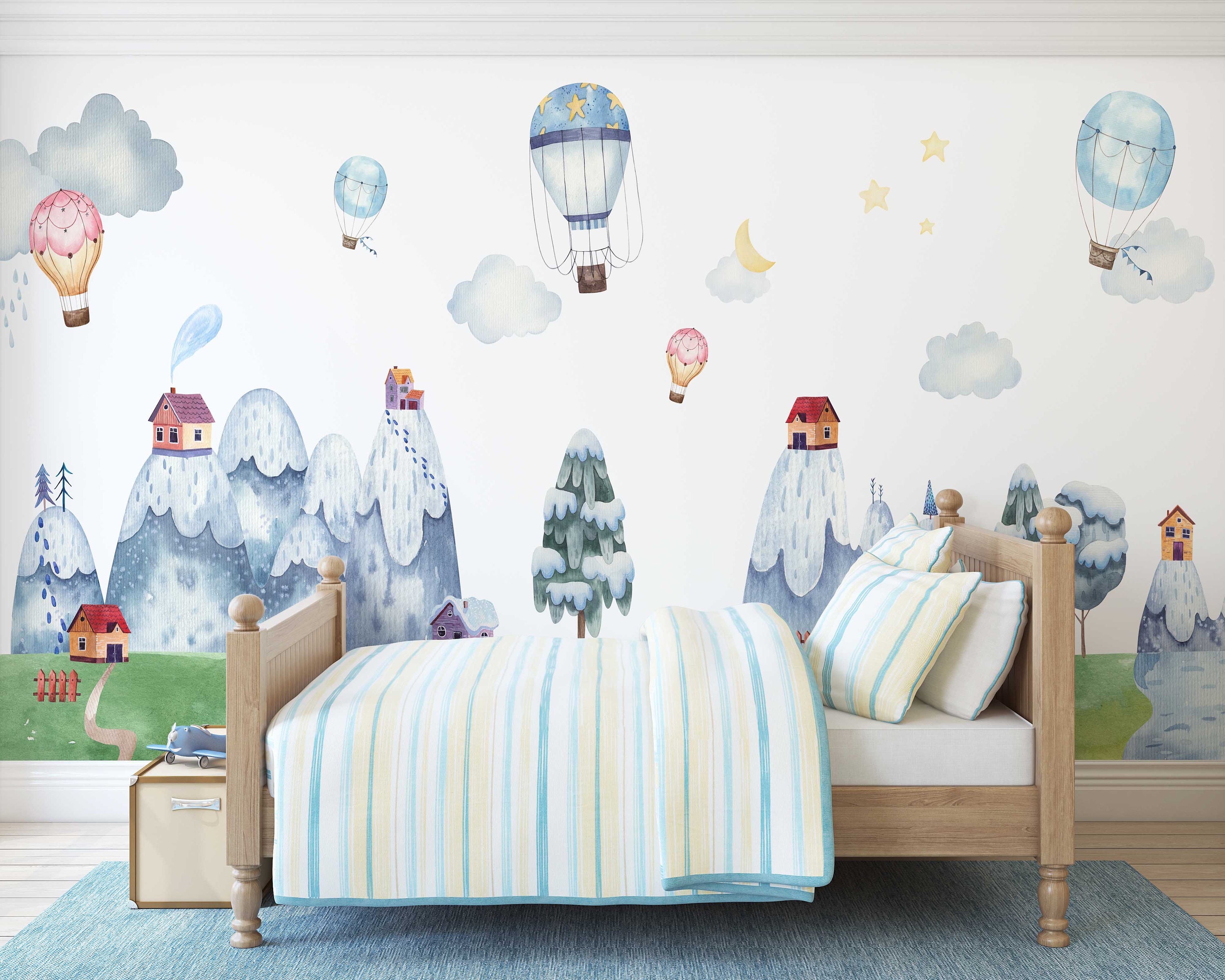 Kids Wallpaper Hot Air Balloon Peel and Stick Self Adhesive Etsy