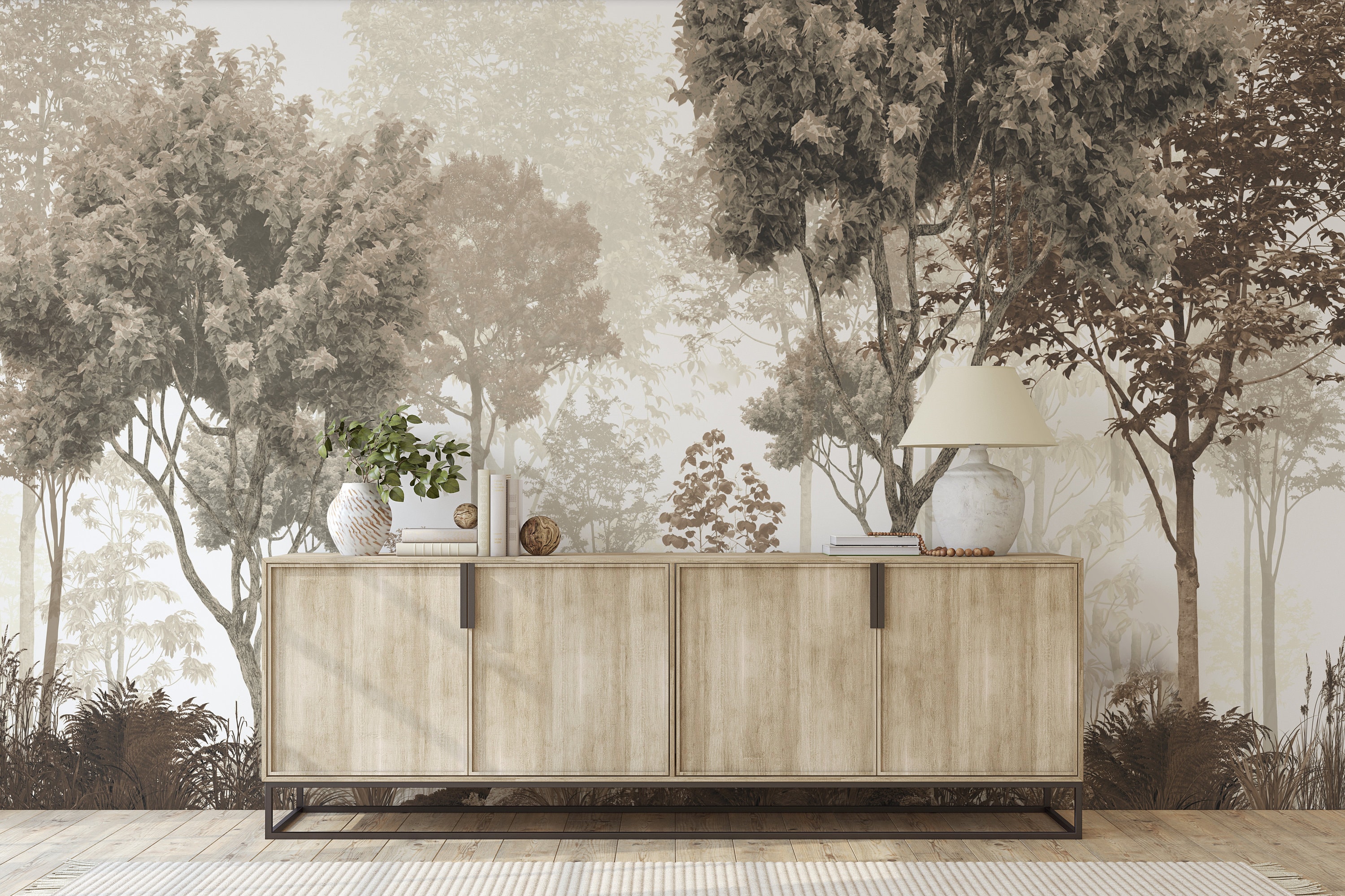 Vintage Forest Wallpaper Nature Wall Mural Peel and Stick Self Adhesive ...