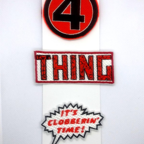 Superhero Patches - The Thing, Fantastic Four, Sew On, Iron On, Velcro, Magnet, Custom Embroidered Designs Also Available, EmbroideryGnome