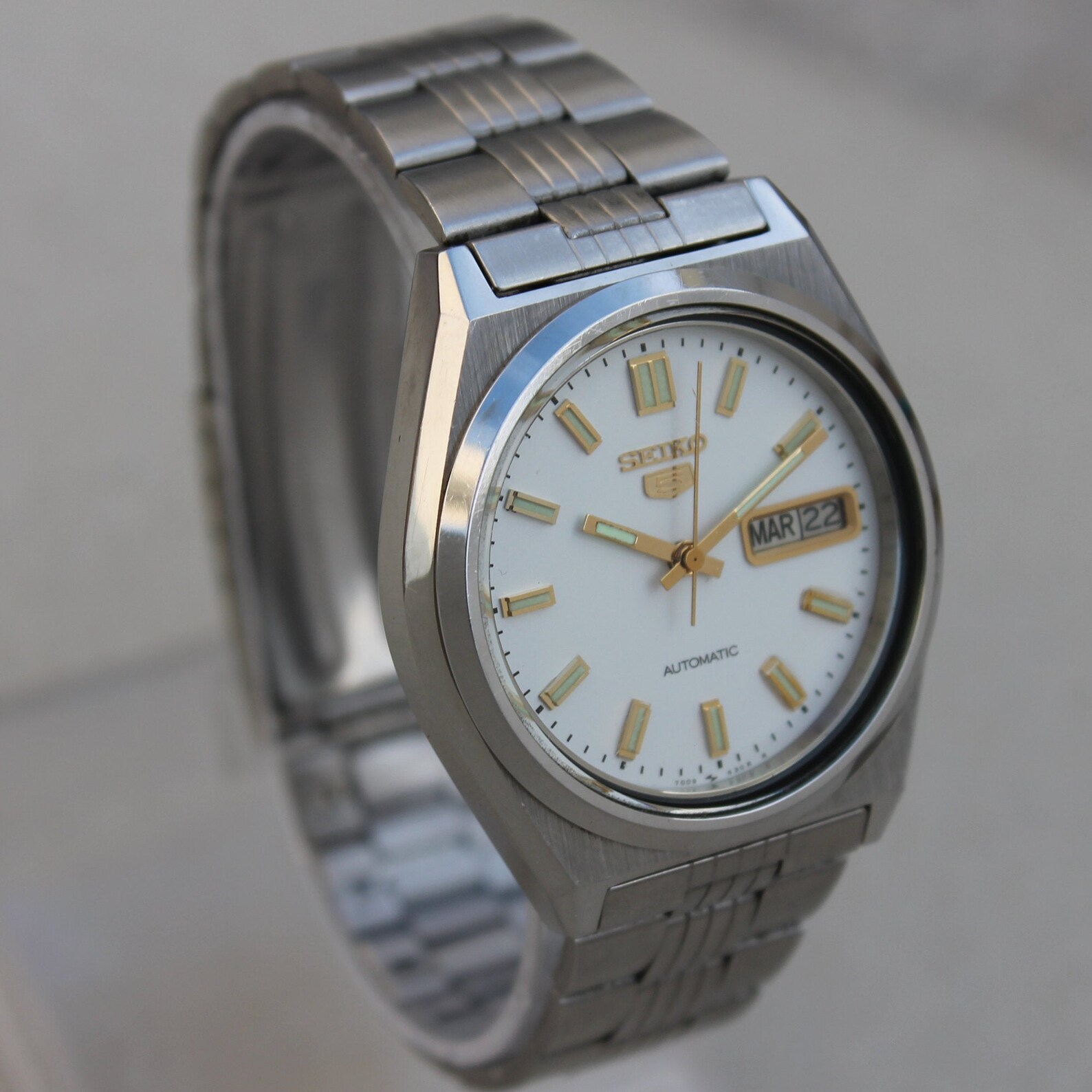 Vintage Seiko 5 7009876A Automatic Watch Mens Day Date White Etsy