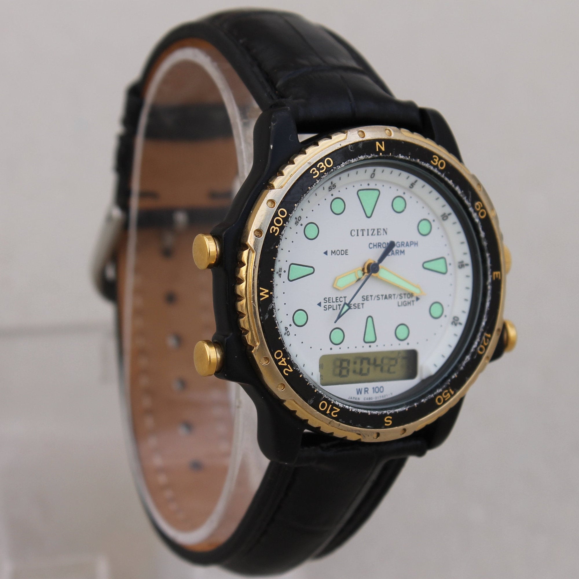Vintage CITIZEN Chronograph Alarm wr100 Watch Mens Quartz Etsy