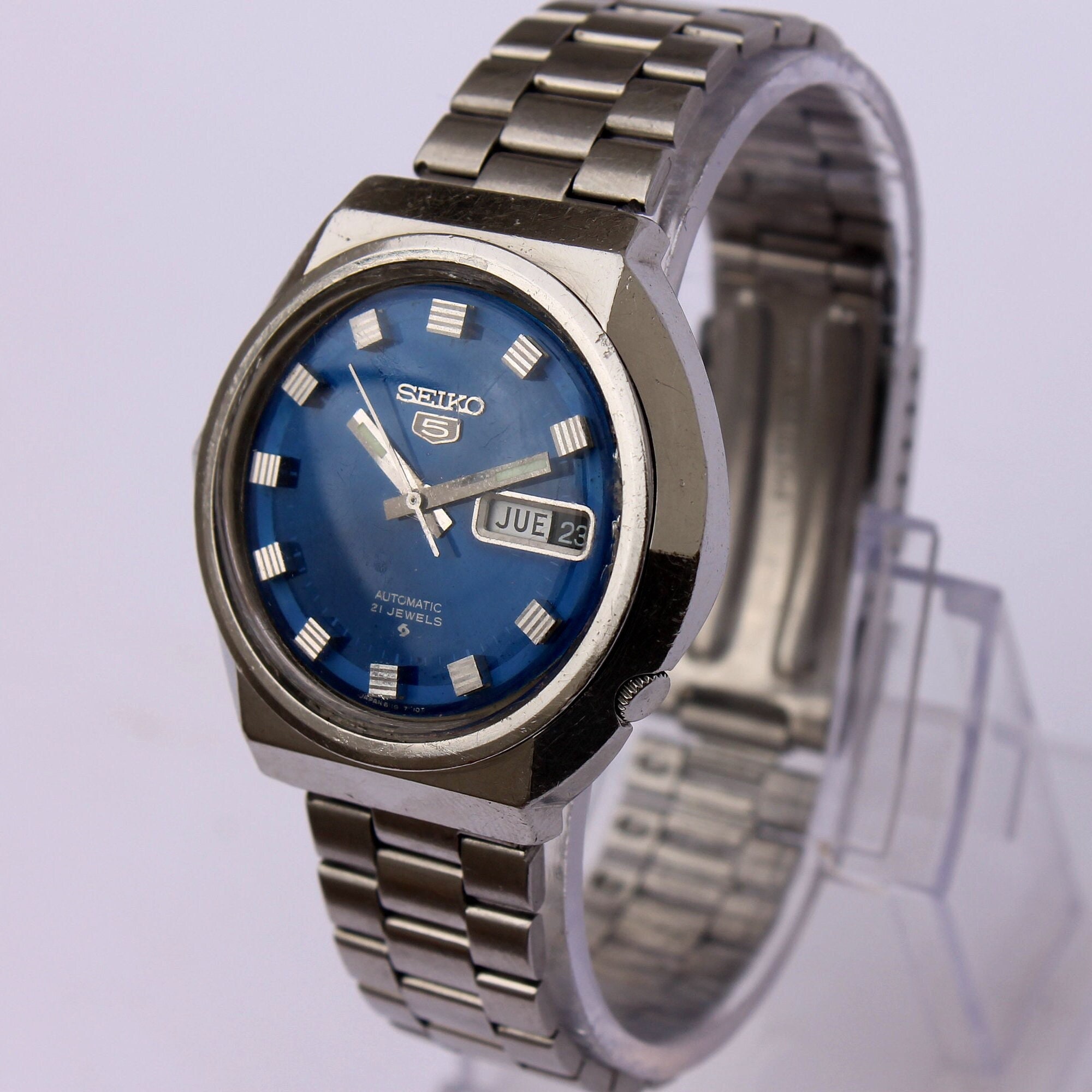 Vintage Seiko 5 6119-7480 Watch Mens Day Blue - Etsy Norway