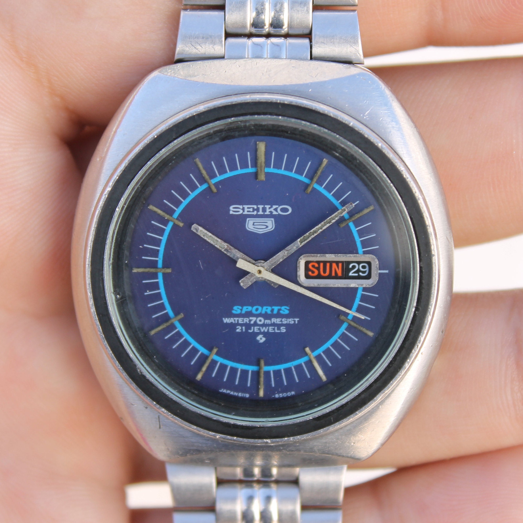 Vintage SEIKO 5 sport 61198450 Automatic Watch Mens 70m Day Etsy