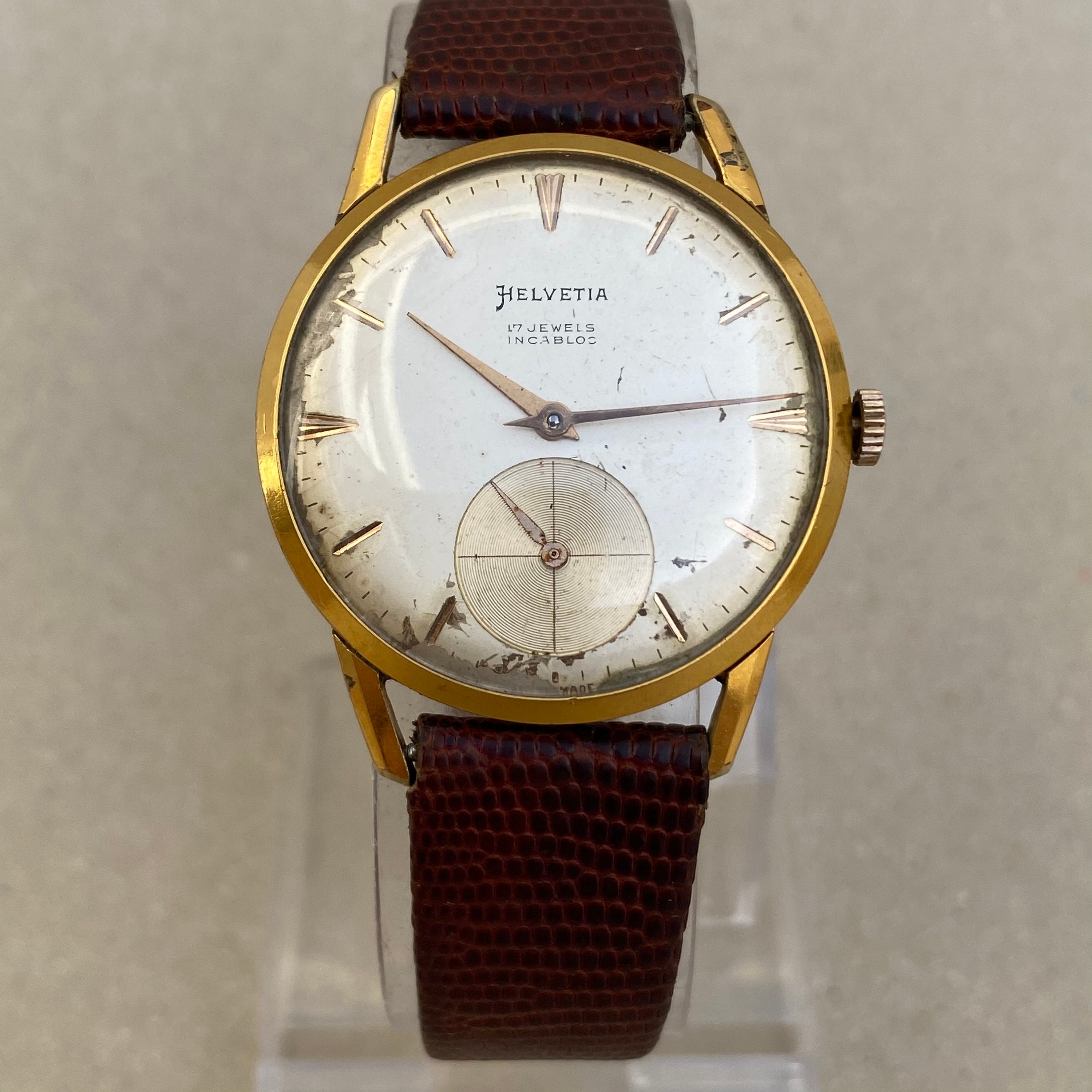 Vintage HELVETIA Watch Mens Hand winding 17 Jewels Swiss Made Etsy