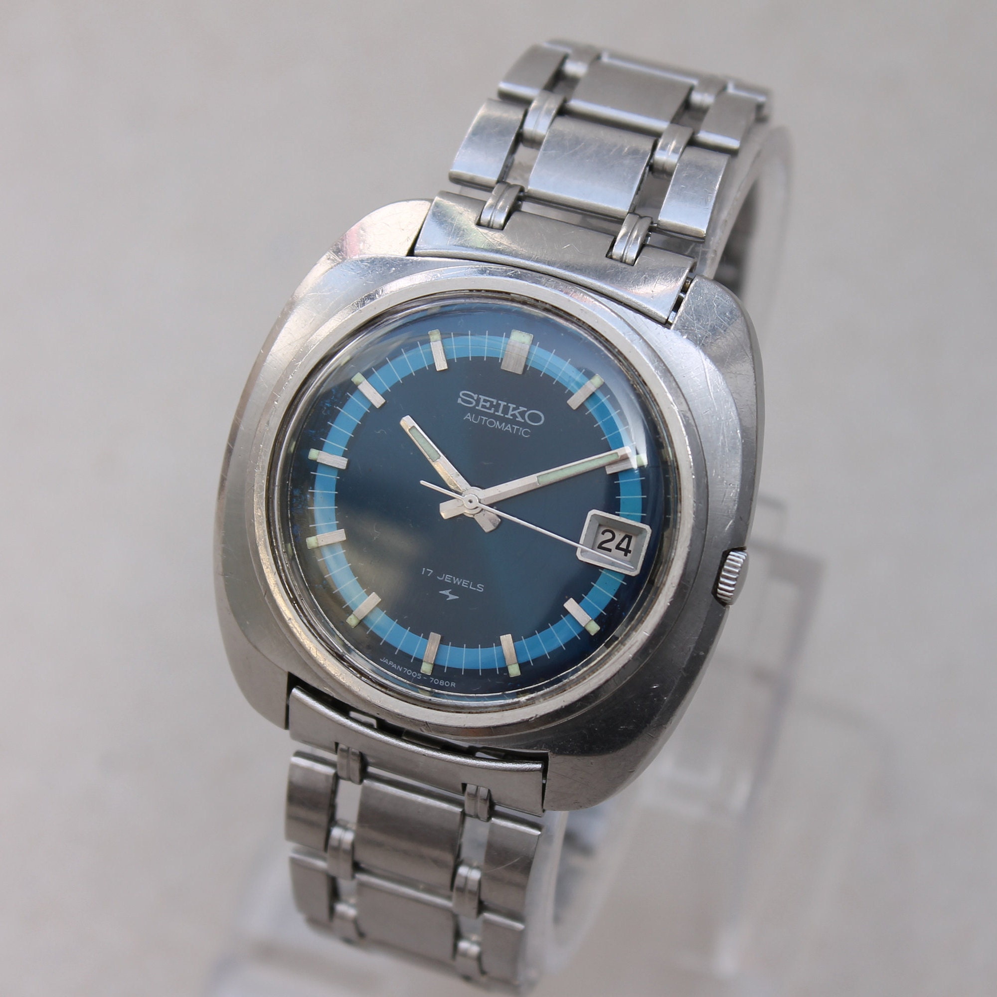 Vintage SEIKO 7005-7080 Reloj Automático Hombre 17 Joyas Fecha | Etsy España