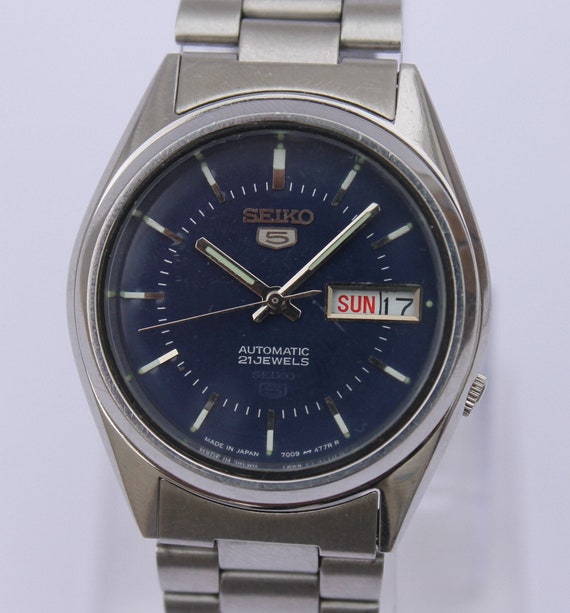 Vintage SEIKO 5 7s26 3040 Automatic Wristwatch Day Date Blue | Etsy  Australia