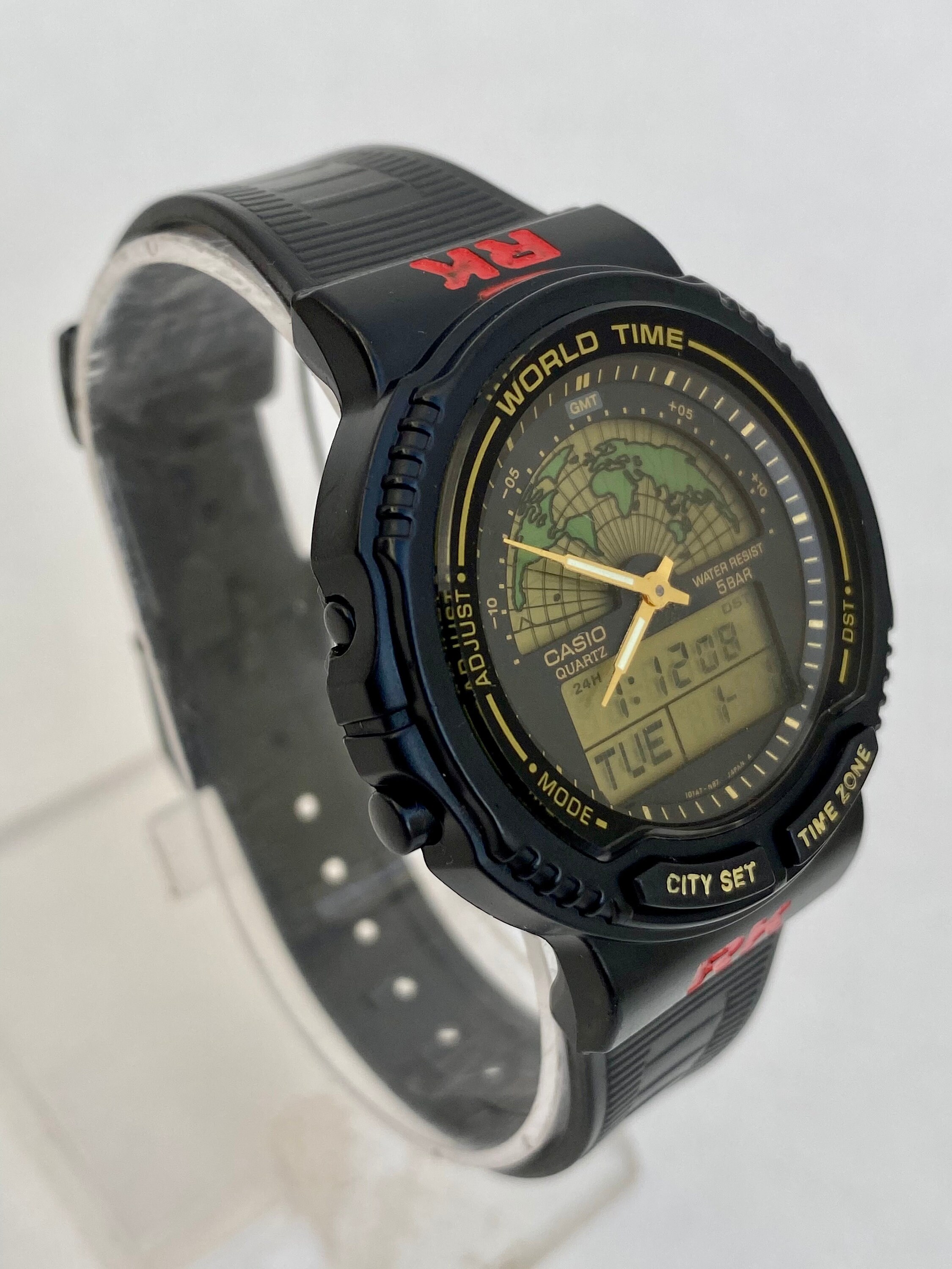 Vintage Casio World Time GMT 387 AW21U Digital LCD watch Mens Etsy