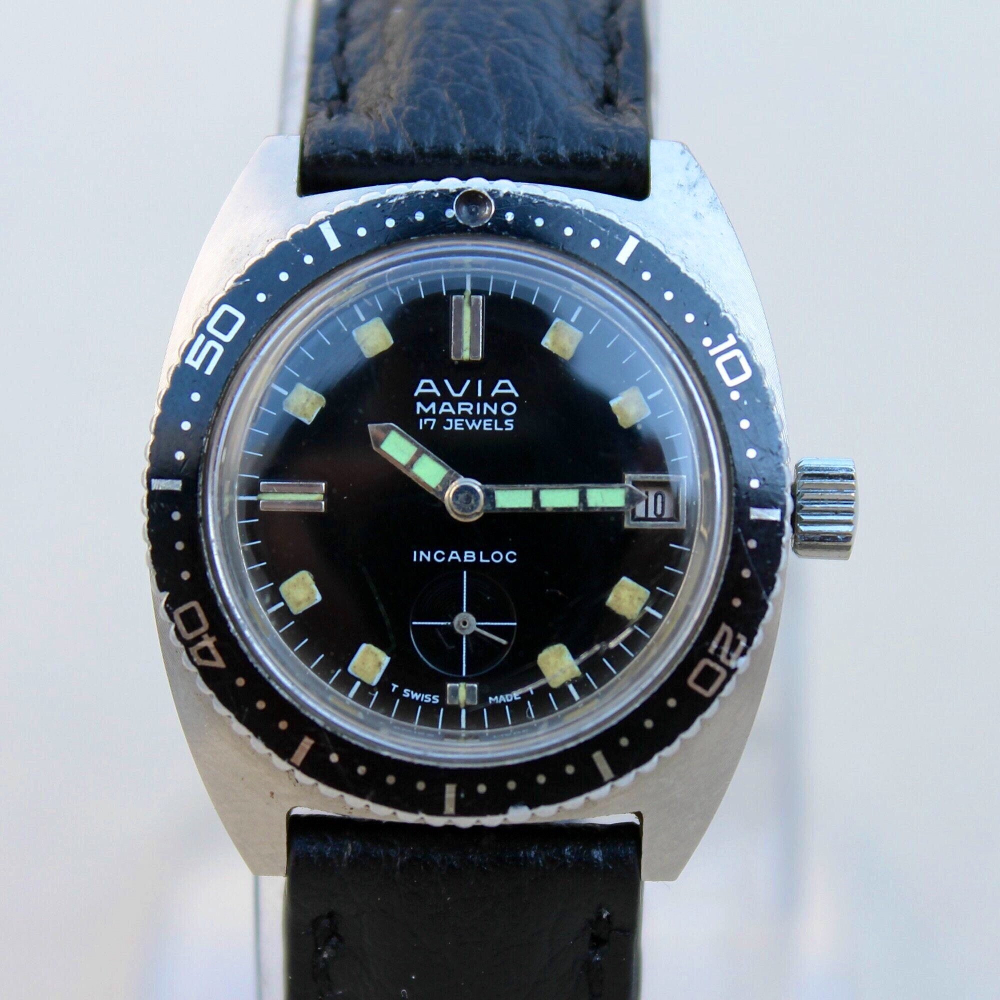 Vintage AVIA Marino Diver Watch Mens 5ATM 17 Jewels | Etsy Denmark