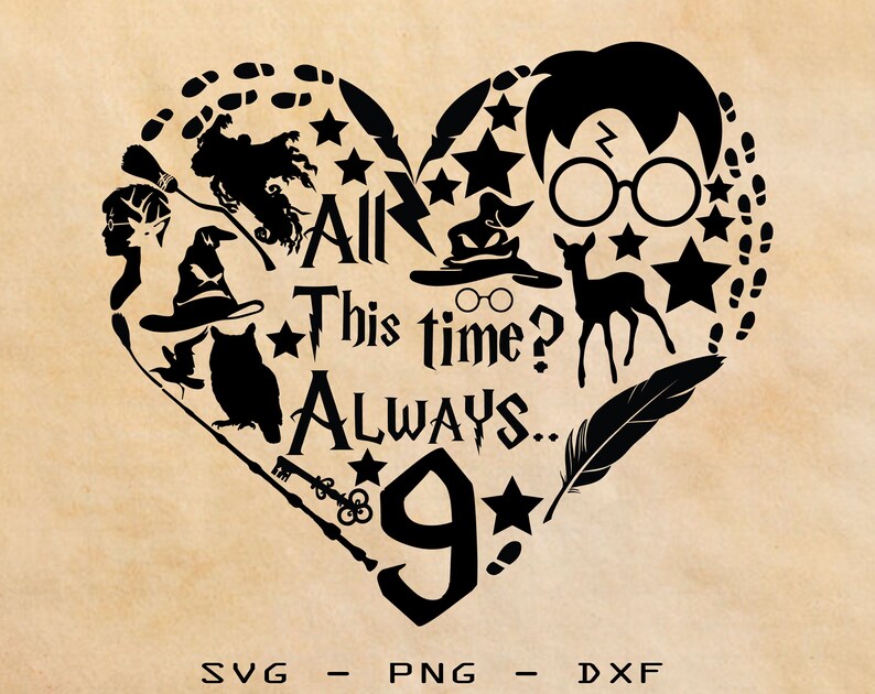 Download Heart Silhouette Harry Potter svg/png/dxf Wizard svg | Etsy