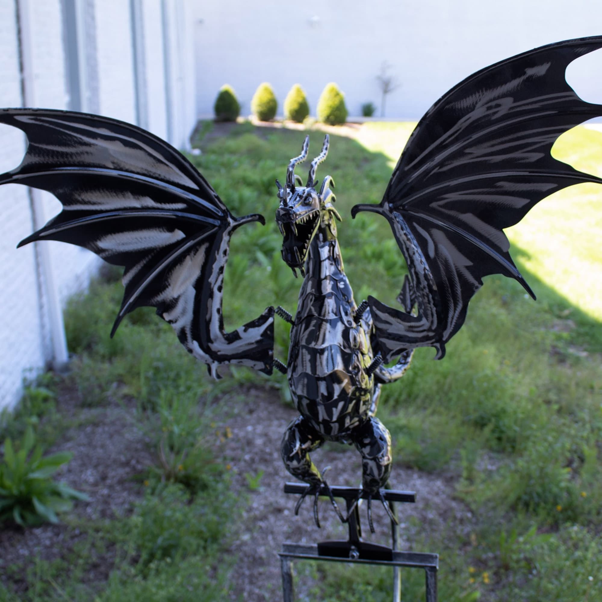 Dragon Garden Statue Metal Dragon Statue Dragon Sculpture Etsy