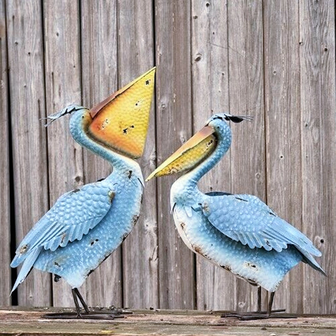 Blue Metal Pelicans Garden Pelican Statue Set of 4 Etsy Italia