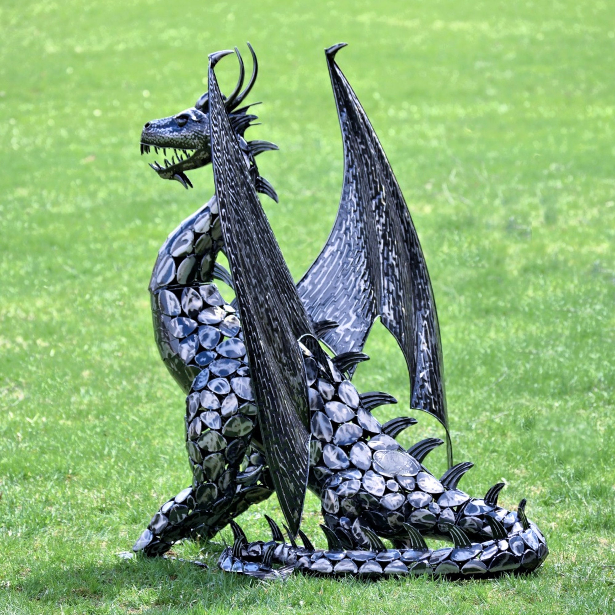GARDEN STATUES 4.5 ft Large Iron Posturing Dragon Statue Etsy