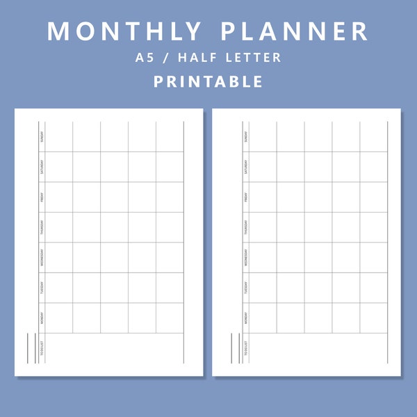 A5 Planner Inserts, Academic Planner, Undated Planner, Student Planner, Desk Planner, Minimal Planner, Half Size Planner, Monthly Planner