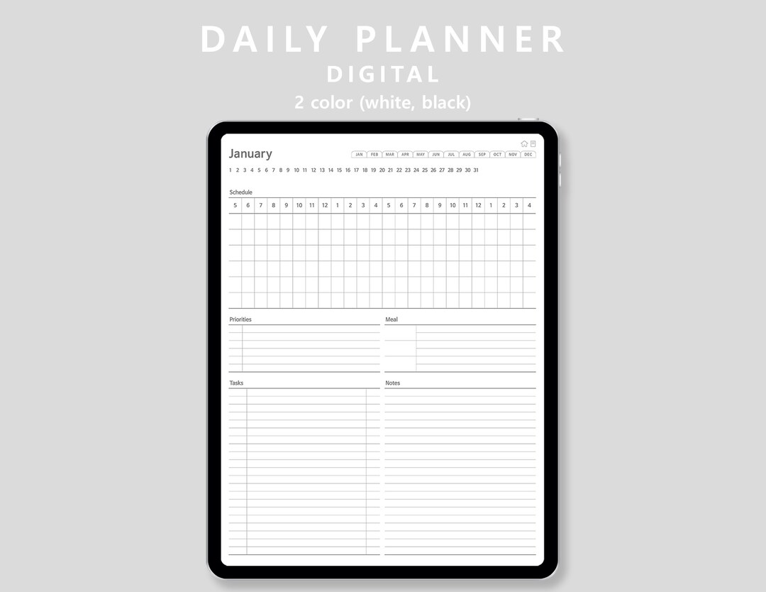 Daily Planner Digital and Printable, Digital Planner Goodnotes