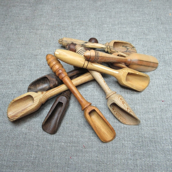 various wooden salt spoon.