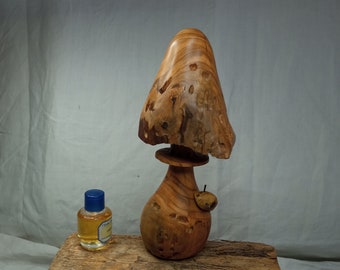 Très beau champignon décoratif, diffuseur parfum en bois d'abricotier.