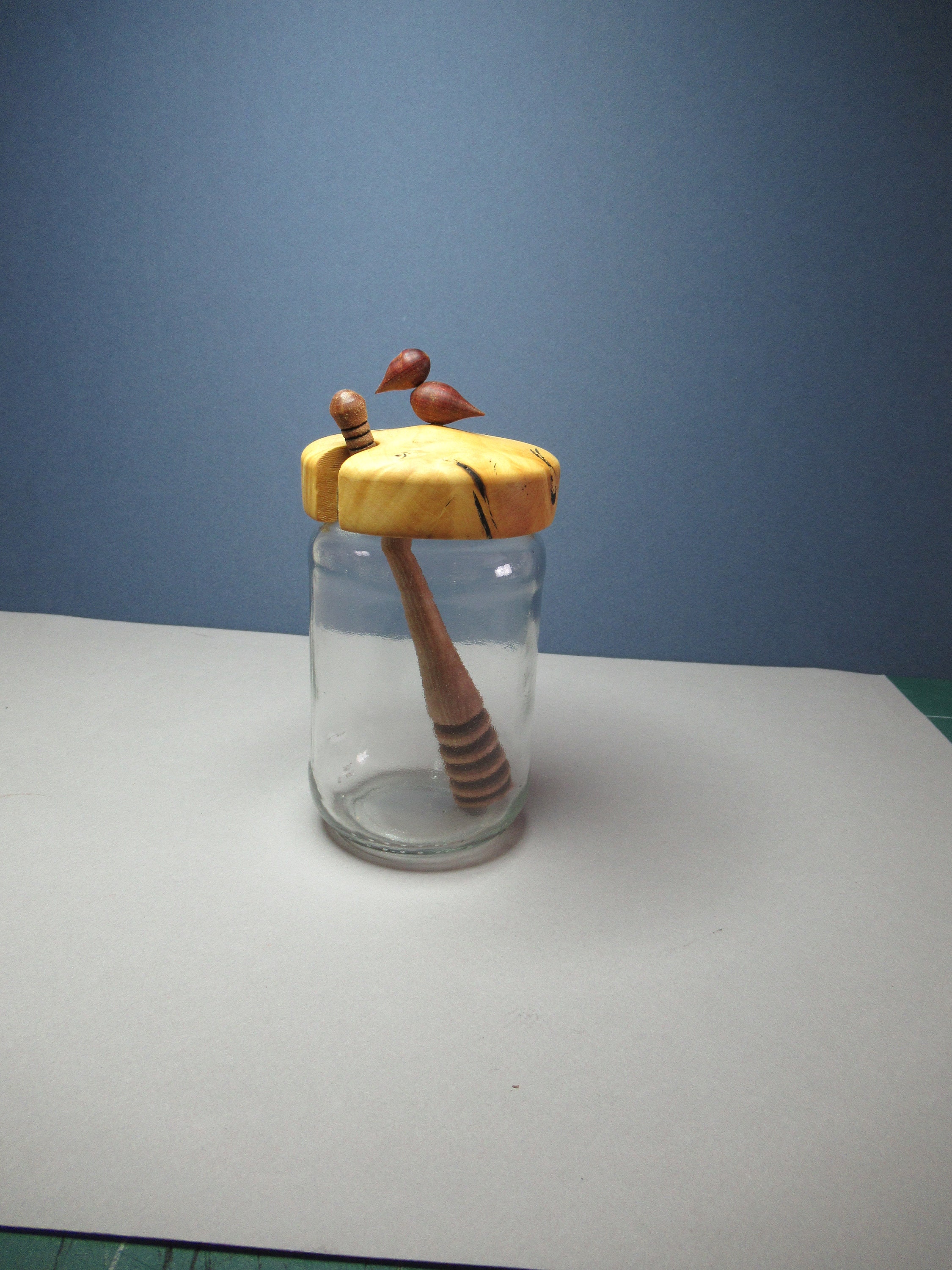 Pot à Miel Bois avec Cuillère.