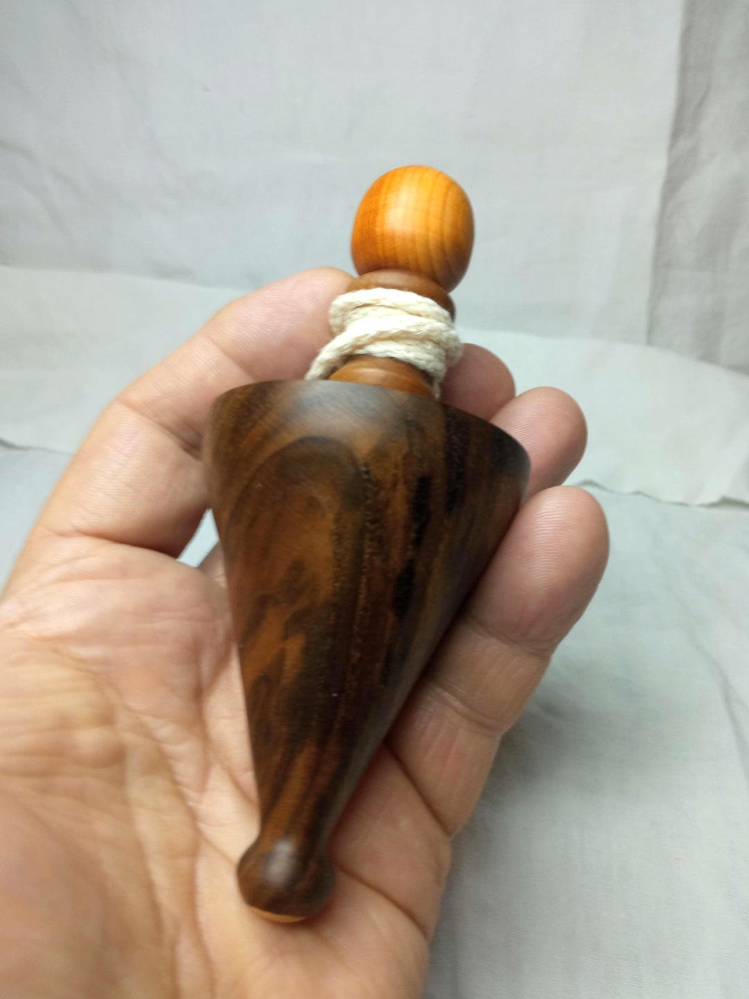 Beautiful Large Customizable String Spinning Top in Black Walnut, Plum ...