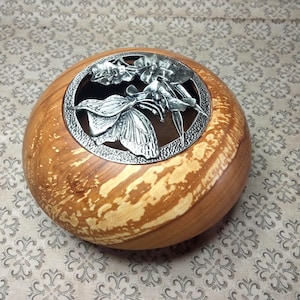 Tarro para popurrí, difusor de perfumes, joyero de madera de manzano.