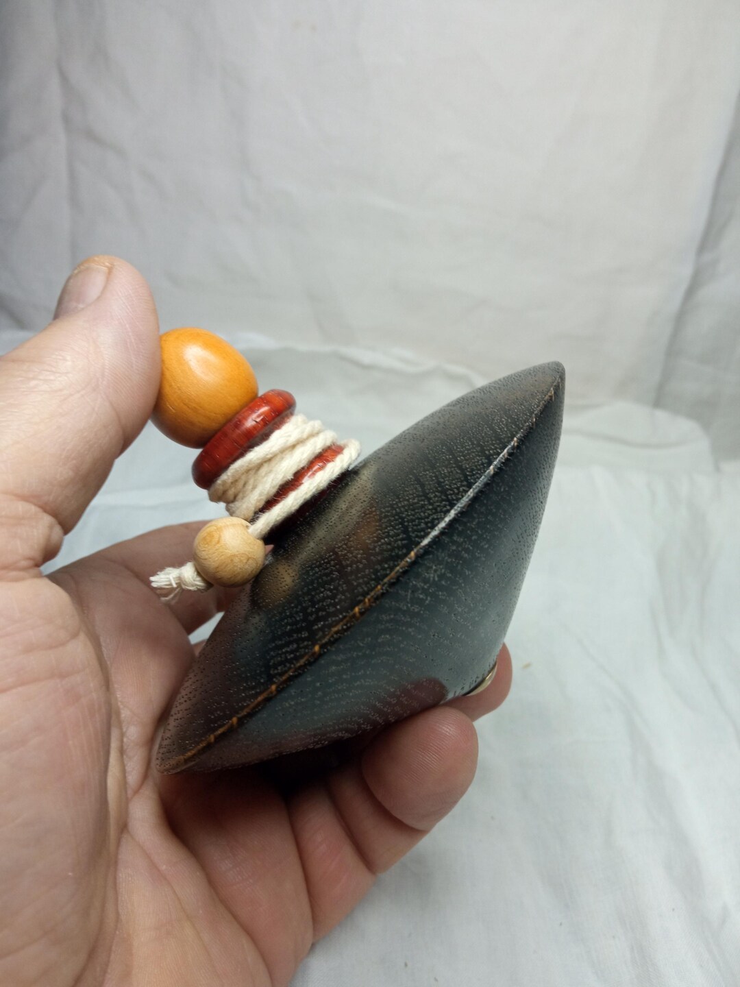 Beautiful Large Customizable String Spinning Top in Oxidized Oak ...