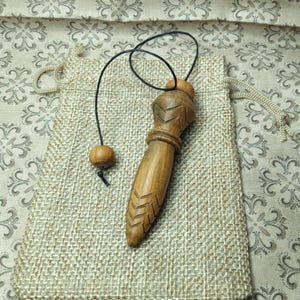 Boxwood. Thoth, with chamber, engraved, for dowsing, source, divination, geobiology.