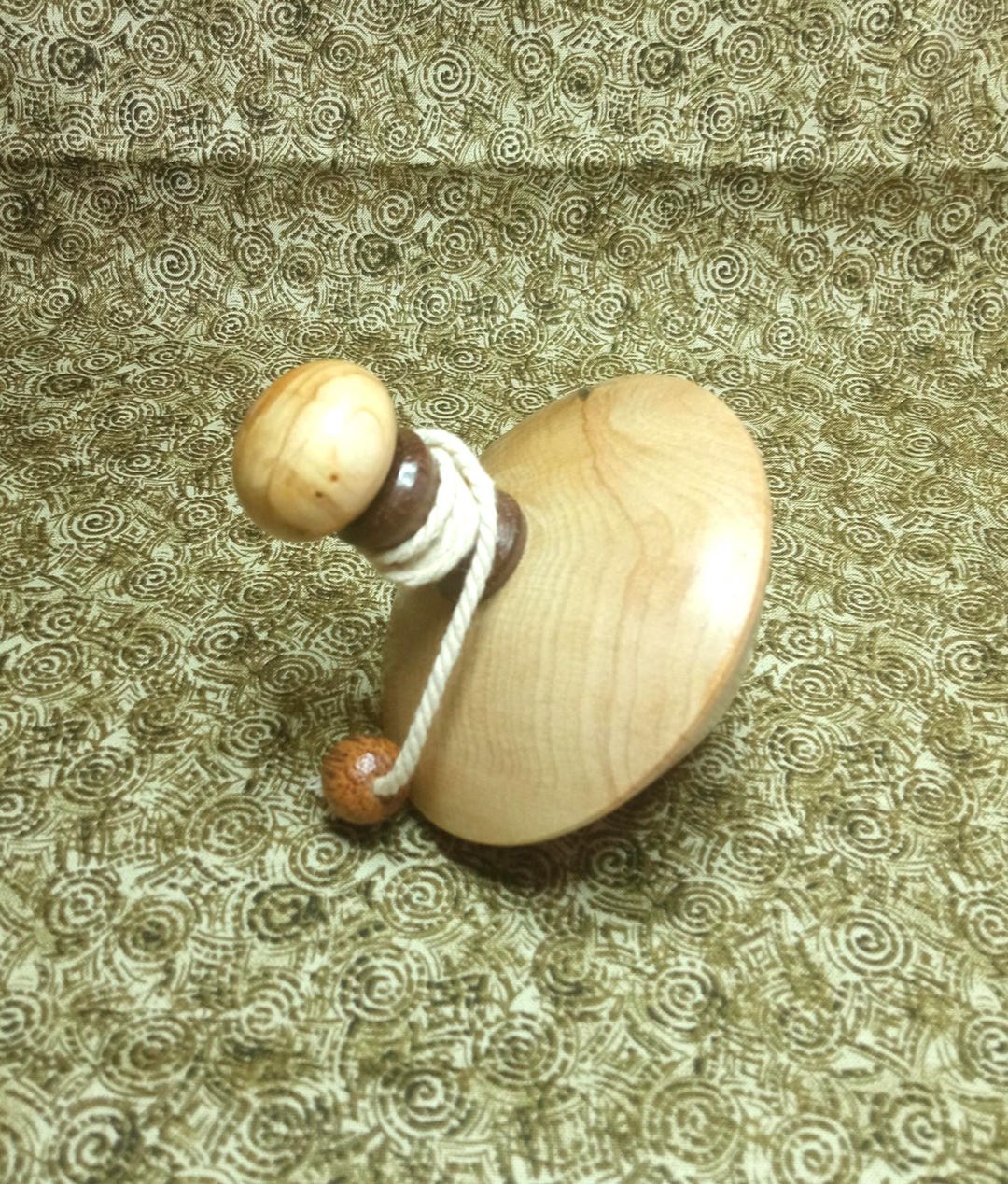 Beautiful Large Customizable String Spinning Top in Hornbeam, Black ...