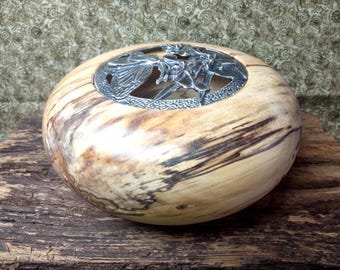 Potpourri pot, perfume diffuser, jewelry box made of spalted birch.