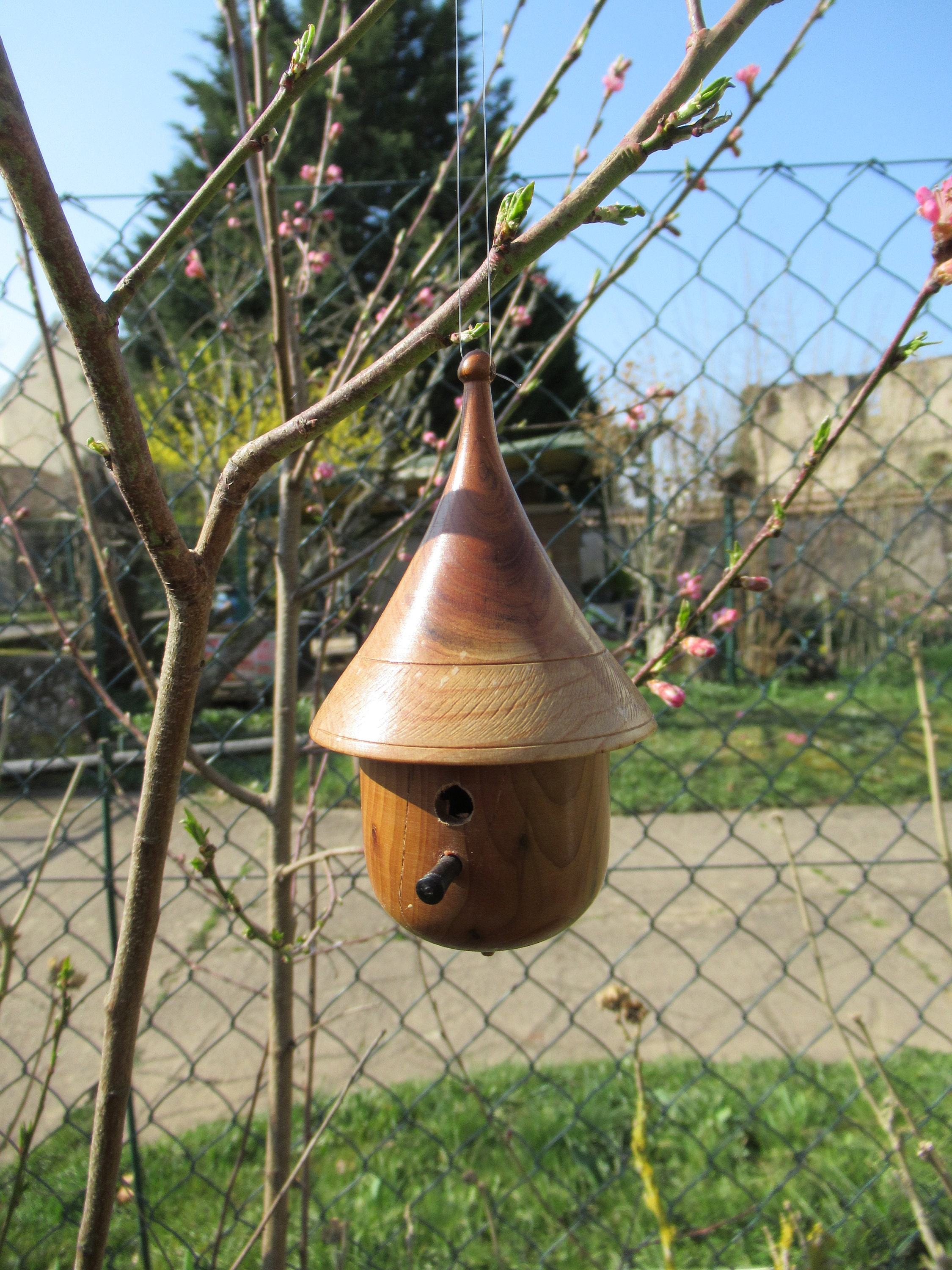 Mini Nichoir en Bois, Mini Maison Pour Oiseaux, Boule Décorative Bois.
