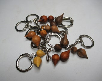 various wooden key rings