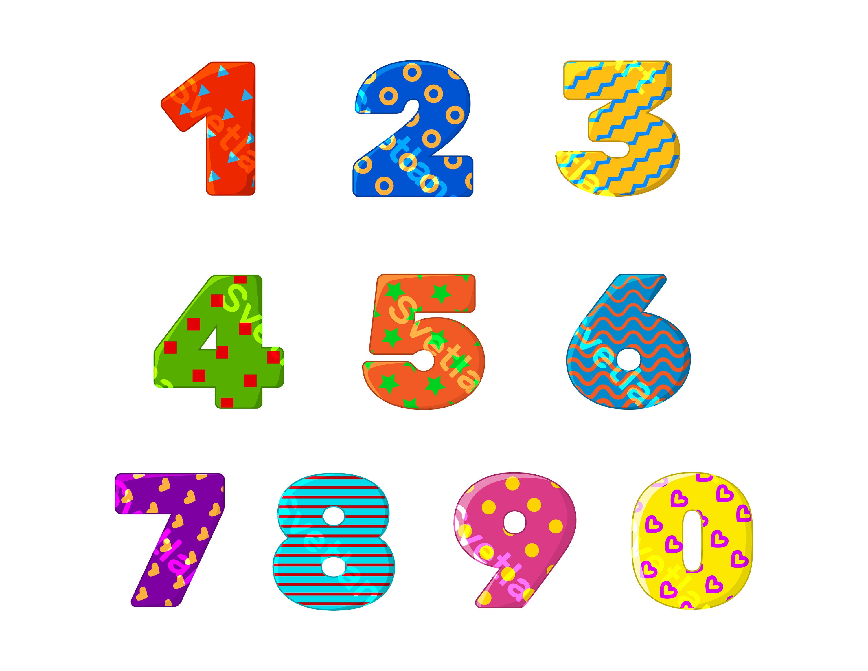 Numbers From 0 to 9 for Children PDF PNG JPG Digital File | Etsy