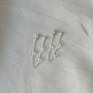 Herkimer Diamond Earrings Herkimer Raw Diamond Silver Stud Earrings Silver Chain Drop Earrings Bridal Jewellery