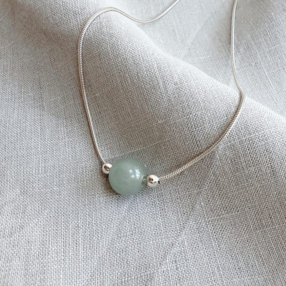 Serpentine Bead Necklace With Sterling Silver Green Serpentine