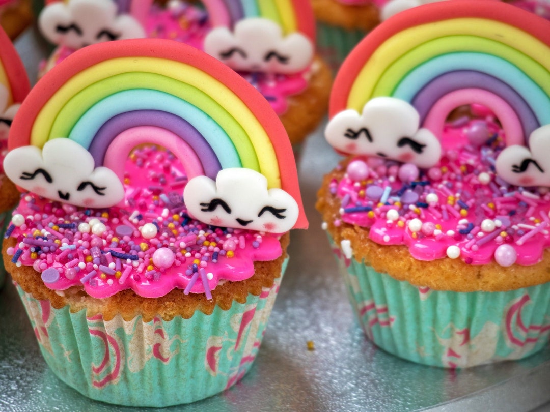 Edible Rainbow Cupcake Toppers Etsy